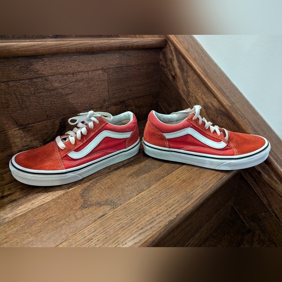VANS Old Skool suede red & White youth sneakers kids size 2.5 - Picture 6 of 12